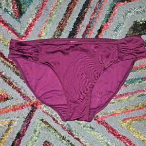 Seafolly Retro Ruched Side Full Size‎ 12 Purple Bikini Bottoms Style 40145-065
